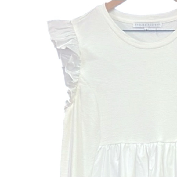 English Factory Mixed Media Ruffle Sleeve Mini Dress White Size Medium - Picture 12 of 12